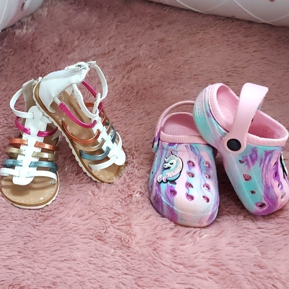 Bundle of toddler sandals and clogs (crocs style) 6T